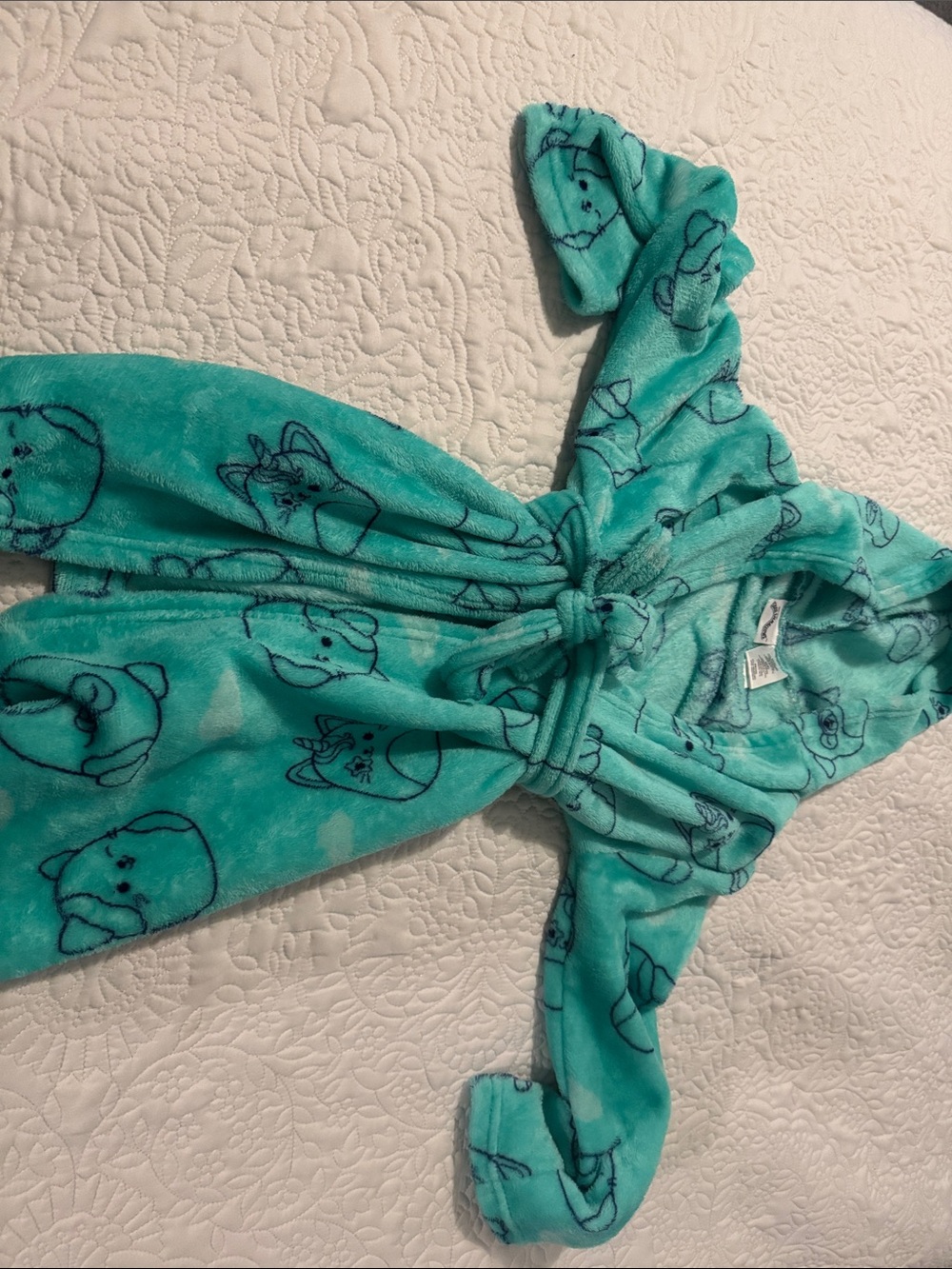 Squishmallows Teal Plush Kids Robe with Character Faces